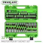 32PC Hex Allen Master Socket Bit Set Premium 3/8 1/4 1/2 S2 Steel Sae Metric. Fixed Price $32.93.