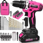 Thinklearn Pink Cordless Drill Set, 20V Lithium-ion Power For Women. Fixed Price $69.99.