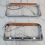 2X Partsam Polished Silver Plastic Headlight Bezel W 12" Amber Led Strip. Fixed Price $99.98.