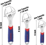 Workpro Adjustable Wrench 3PC Set 10" 8" 6" With Rubberized Anti-slip Grips. Fixed Price $21.99.
