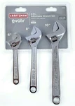 Craftsman 3 Piece Adjustable Wrench Set - 6, 8, 10 Inch Length (damaged Packing). Fixed Price $29.99.