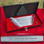 Complete Rare Vntg Sears Craftsman Usa 8PC Stainless Steel Sae Wrench Set 4446. Fixed Price $349.95.