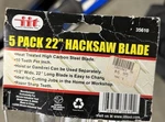 Illinois Industrial Tool Pack 22 Hacksaw Blade New Sealed #35610. Fixed Price $19.00.