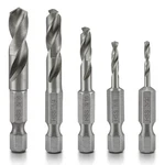 11402A Stubby Drill Bit Set For Metal, 5 Piece 1/4" Quick Change Hex Shank, M.... Fixed Price $20.65.