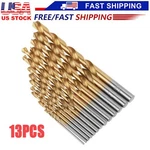 13PCS Hss Titanium Coated Twist Drill Bit Set 1.5-6.5MM Hex Shank For Wood Metal. Fixed Price $5.99.
