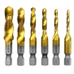 6PC Hss 4341 Titanium Combination Drill Tap Bit Set Metric Hex Shank Power Tools. Fixed Price $18.99.
