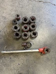 Mixed Lot Of Ridgid Manual Ratcheting Pipe Threader NO.00-R W/ 10 Die Heads. Fixed Price $174.99.