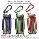 King 9PC Folding Hex Key Wrench, Cr-v Steel, Torx Ball End, Sizes. Fixed Price $18.99.