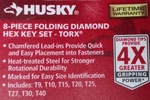 Husky Folding Diamond Torx Hex Key Set (8-PIECE) HL122. Fixed Price $7.99.
