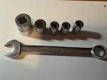 Snap On Tools OEX160B 1/2" Sae Short Combo WRENCH+5 Sockets (2-3/8)(3-1/4) L-6S. Fixed Price $24.44.
