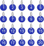 Uxcell Number Key Tags 1-20, Pcs 35MM Round Plastic Blue/white. Fixed Price $12.50.