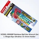 Vessel 8906BP Rainbow Ball Wrench Set L-shape 6PC Ultrahex 1.5-5MM Holder. Fixed Price $30.00.