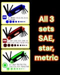 3 Pack Hyper Tough Folding Hex Key Sets With Sae, Metric & Star Home/commercial. Fixed Price $12.99.