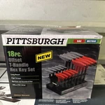 Pittsburgh 18PC Offset T-handled Hex Key With Stand -sae/metric- #63167. Fixed Price $30.00.