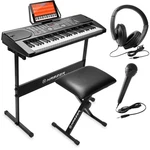 61 Electronic Keyboard Piano W/ Stand, Bench & Headphones, Set For Beginners. Fixed Price $119.99.