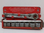 Vintage Powr-kraft Montgomery Wards Socket Wrench Set Wall Mount Case. Fixed Price $51.96.