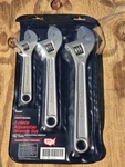 Vntg Sears Craftsman 3 Pc Adjustable Wrench Set 6" 8" 10" Matte Satin 44664 Usa. Fixed Price $114.99.