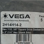 Vega Hex 7/32 3/8" Square Drive Socket Bits 1/4" Shank Metal 3" 5 Pack. Fixed Price $12.99.