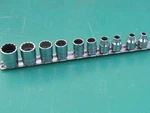 Snap-on 211FY 3/8" Dr 10PC Sae 12 Point Shallow Socket Set 1/4" 3/4" Underline. Fixed Price $89.89.