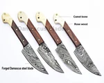 4 Pieces Custom Handmade Forged Damascus Steel Steak Knives Set Bone Handle. Fixed Price $49.75.