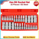 32PCS Master Hex/allen Bit Socket Set 1/4 3/8 1/2 Drive Sae/metric, S2 & Cr-v. Fixed Price $40.66.