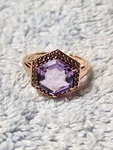 Stauer #W3361 Rose Gold Finish Silver 925 Amethyst Hex Ring Size 8. Fixed Price $14.95.