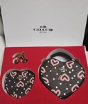 Coach Heart Top Handle Bag With Cherry Charm & Coin Purse Set Black Pink. Fixed Price $120.00.