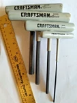 Four Vintage Craftsman Metric T-handle Hex Key Wrenches 10MM, 8MM, 6MM, 3MM. Fixed Price $17.99.