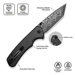 Civivi Brazen Folding Knife 3.5" Damascus Steel Blade G10/CARBON Fiber Handle. Fixed Price $92.49.