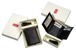 Cowhide Napa Leather Tri-fold Wallet & Key Fob Set. Fixed Price $27.50.