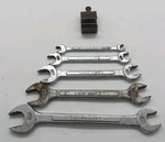 Vintage Wards Powr-kraft 5 Pc Open End Wrench Set Usa W/ Clip Tight Holder. Fixed Price $26.99.