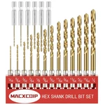 Drill Bit Set, 19PCS Hex Shank Titanium Twist For Sheet Metal, Wood.... Fixed Price $17.20.
