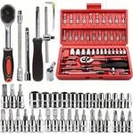 46PC 1/4IN Ratchet Socket Set Wrench Bit Car Repair Drill Tool Kit With Case. Fixed Price $25.45.