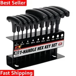 10-PIECE T-handle Hex Key Set With Wall-mount Rack & Comfort Grips. Fixed Price $37.99.