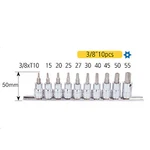 3/8" DR.50MML 10PCS 6-POINT Sta Bit Socket Set BS-310TA. Fixed Price $49.15.