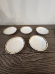 Set 5 Vtg Noritake Nippon Crete Greek Key White Porcelain Dessert Bowls. Fixed Price $25.00.