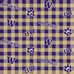 $8 Per Yard College Cotton University Of Washington Husky Plaid Fabric Sykel. Fixed Price $8.00.