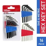 Hyper Tough Sae & Metric Hex Key Set (16 Piece). Fixed Price $10.00.