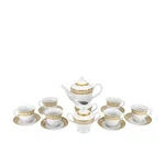 Royalty Porcelain 17-PC Tea Set Greek Key Ornament For 6, Bone China (gold). Fixed Price $142.99.