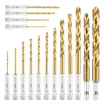 Amoolo Hex Shank Drill Bit Set, 16PCS Titanium Hss Twist Impact Set.... Fixed Price $27.35.