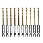 Amoolo 1/8 Hex Shank Drill Bits, 10PCS Titanium Hss Twist Impact Set. Fixed Price $17.16.