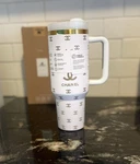 Stanley Quencher H2.0 40 Oz Insulated Tumbler White Gold Handle Lid Logo. Fixed Price $55.00.