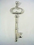 Key Pendant Charm With Cubic Zirconia Set Sterling Silver All High Polished. Fixed Price $24.95.