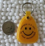 Happiness Visit To Your Hairdresser Happy Smiley Keychain Ring #25338. Fixed Price $6.40.