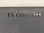 #BO891 Snap On 211FSY 11PC 3/8" Drive 6 Point Sae Flank Shallow Socket Set. Fixed Price $129.95.