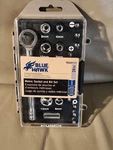 Blue Hawk Metric Socket And Bit 24 Piece Set 1/4" Drive Quick Release Ratchet. Fixed Price $22.50.