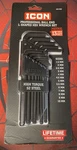 Icon Pc Metric Hex Key Set Ball End Wrench Kit 57928 HM1300. Fixed Price $14.99.