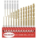 Drill Bit Set, 19PCS Hex Shank Titanium Twist For Sheet Metal, Wood.... Fixed Price $16.77.