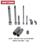 Craftsman Extension Bar Set, 10 Piece Sockets, Swivel 1/4, 3/8, 1/2 Drive Tools. Fixed Price $42.35.