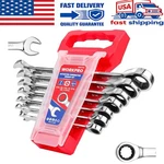 Workpro 7PCS Ratcheting Combination Wrench Set Sae 5/16"-18/16'' &organizer Rack. Fixed Price $35.99.